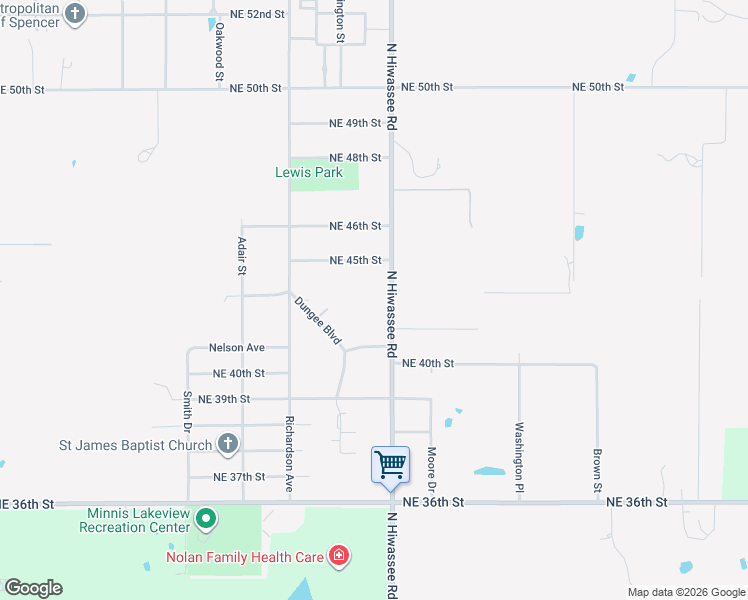 map of restaurants, bars, coffee shops, grocery stores, and more near 4301 North Hiwassee Road in Spencer