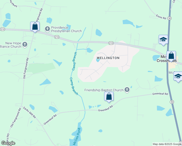 map of restaurants, bars, coffee shops, grocery stores, and more near 248 Camden Drive in Angier