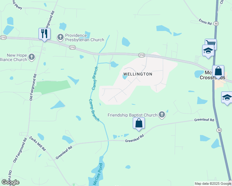 map of restaurants, bars, coffee shops, grocery stores, and more near 248 Camden Drive in Angier