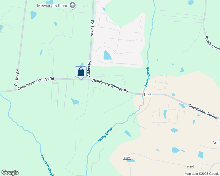 map of restaurants, bars, coffee shops, grocery stores, and more near 1760 Chalybeate Springs Road in Angier