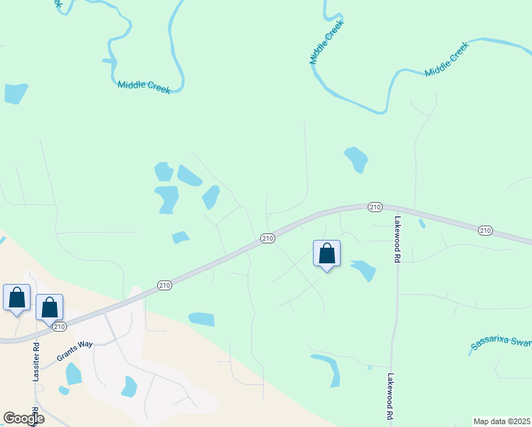 map of restaurants, bars, coffee shops, grocery stores, and more near Lassiter Ridge Drive in Johnston County