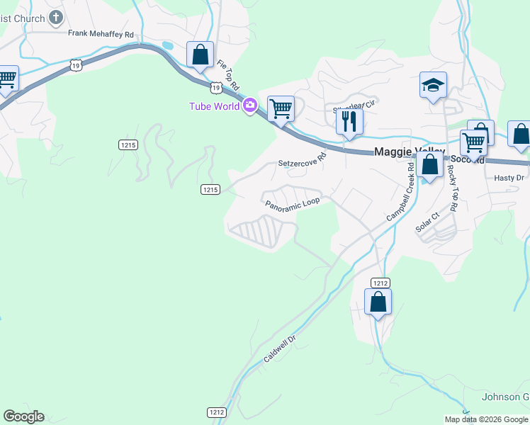 map of restaurants, bars, coffee shops, grocery stores, and more near in Maggie Valley