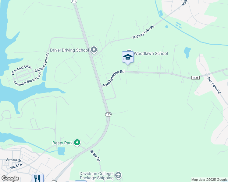 map of restaurants, bars, coffee shops, grocery stores, and more near Rockwell Loop in Mooresville