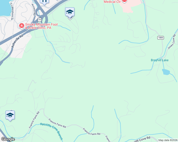 map of restaurants, bars, coffee shops, grocery stores, and more near 766 Liner Cove Road in Waynesville