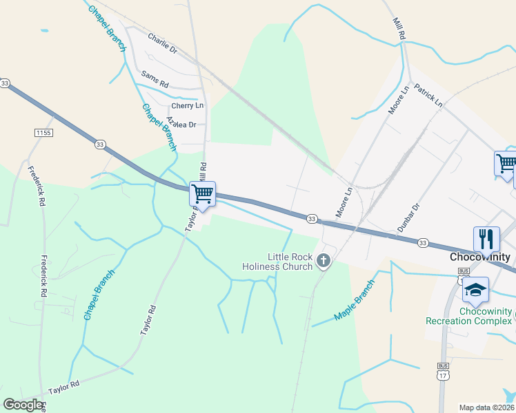 map of restaurants, bars, coffee shops, grocery stores, and more near 617-833 North Carolina 33 in Chocowinity
