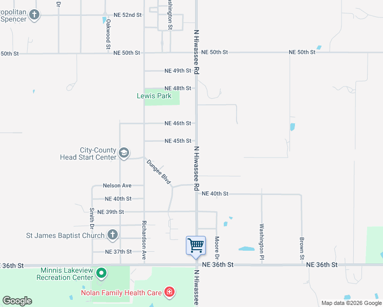 map of restaurants, bars, coffee shops, grocery stores, and more near 4501 North Hiwassee Road in Spencer