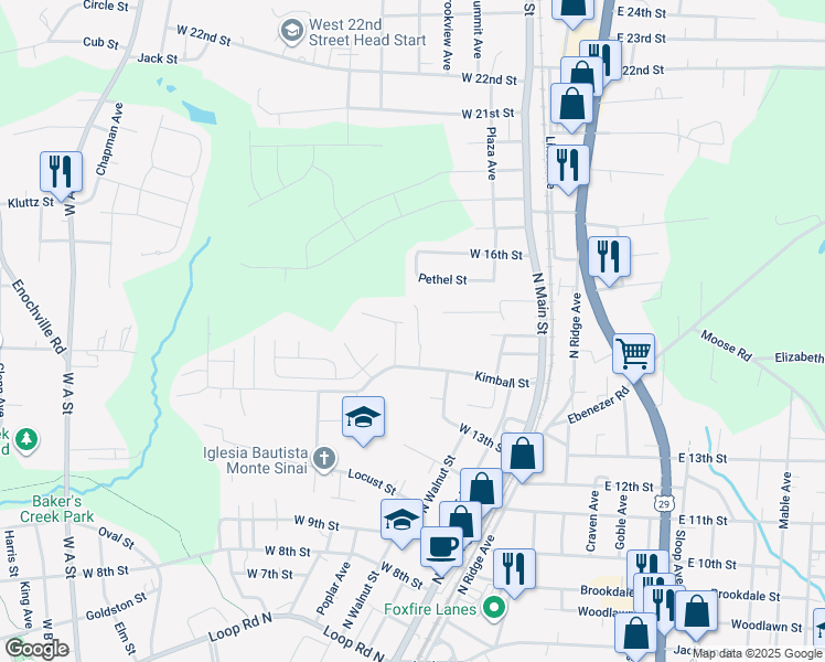 map of restaurants, bars, coffee shops, grocery stores, and more near 404 Alpine Street in Kannapolis
