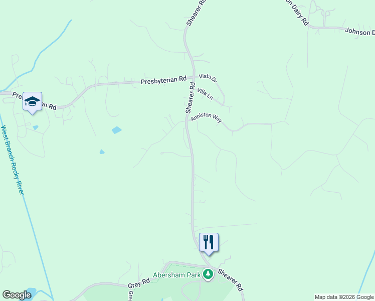 map of restaurants, bars, coffee shops, grocery stores, and more near 106 Easter Lane in Davidson