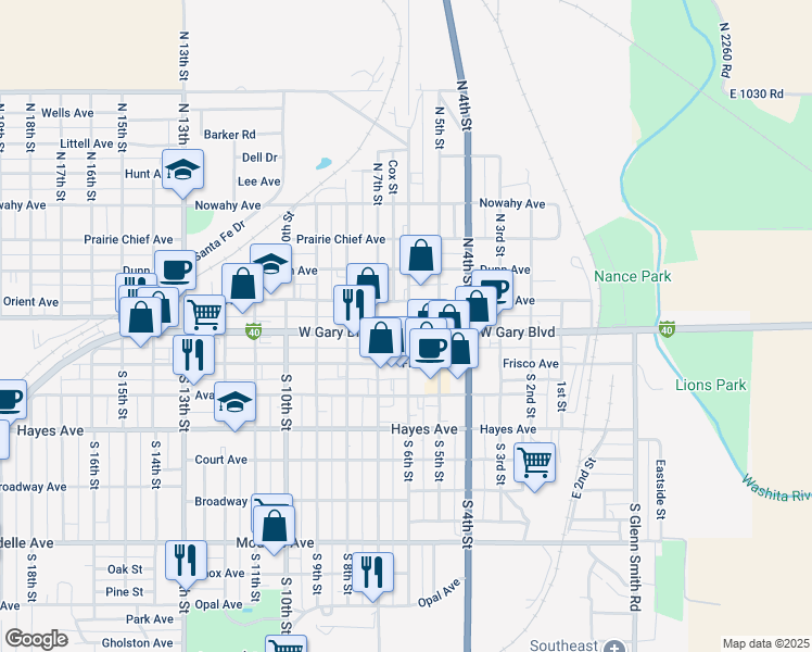 map of restaurants, bars, coffee shops, grocery stores, and more near in Clinton