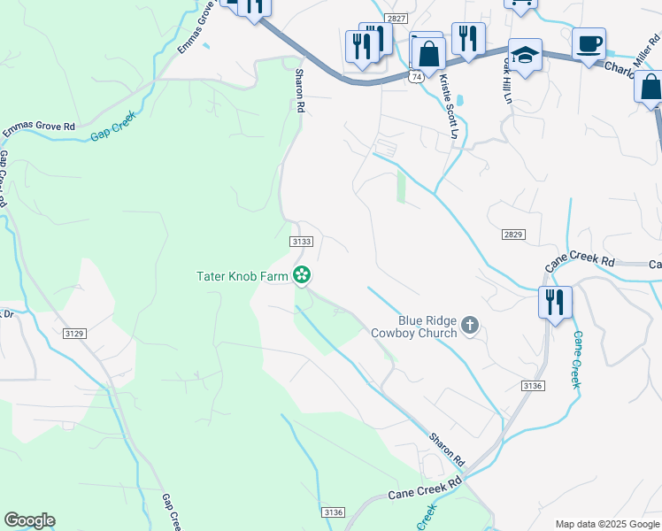 map of restaurants, bars, coffee shops, grocery stores, and more near 16 Wild Iris Lane in Fairview