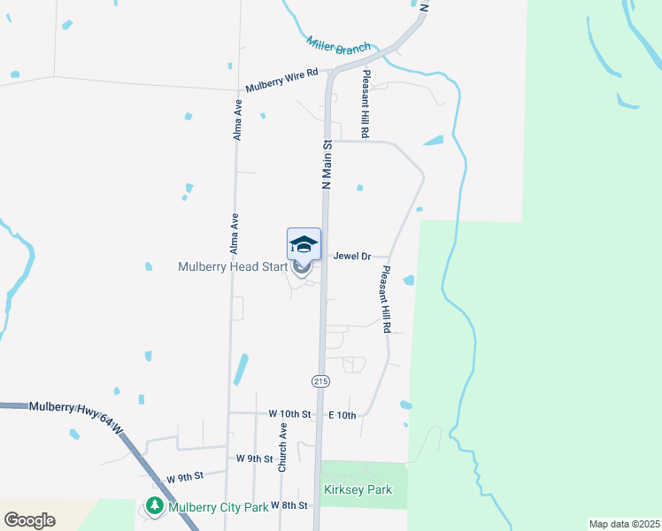 map of restaurants, bars, coffee shops, grocery stores, and more near 1326 North Main Street in Mulberry