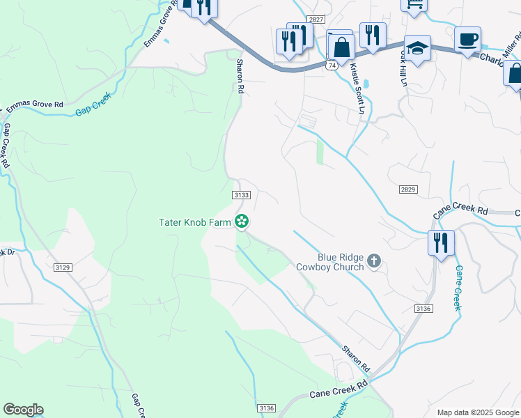 map of restaurants, bars, coffee shops, grocery stores, and more near 16 Wild Iris Lane in Fairview