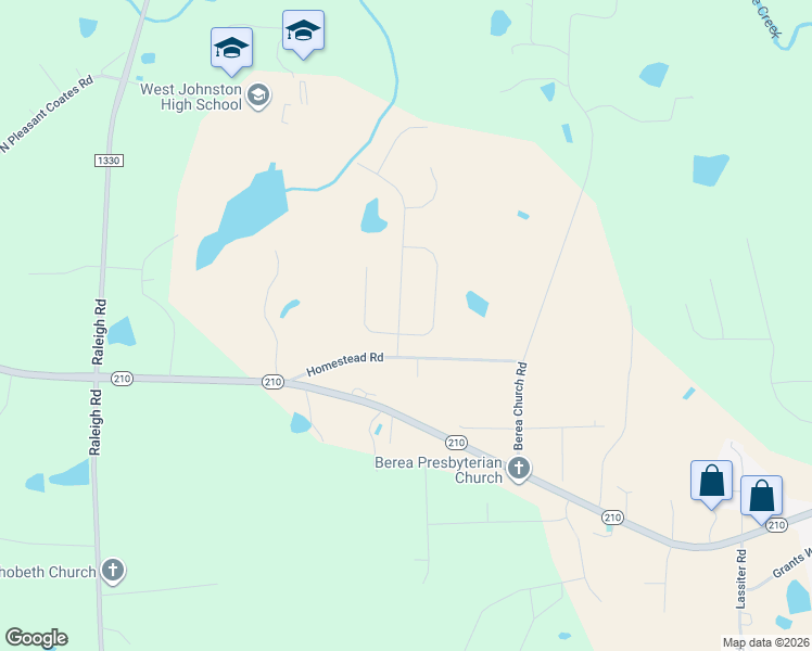 map of restaurants, bars, coffee shops, grocery stores, and more near 74 Snowbell Street in Four Oaks