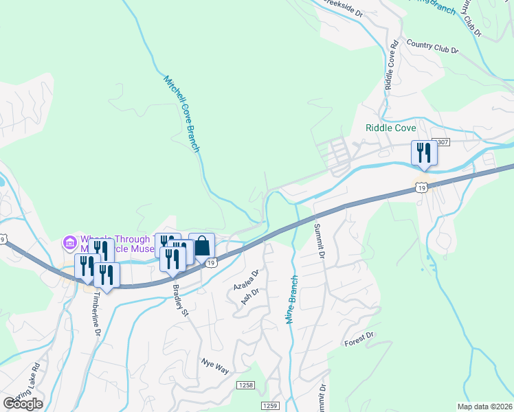 map of restaurants, bars, coffee shops, grocery stores, and more near 5 Nanny Patch Cove in Maggie Valley