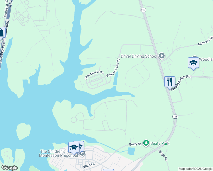 map of restaurants, bars, coffee shops, grocery stores, and more near 139 Lavender Bloom Loop in Mooresville