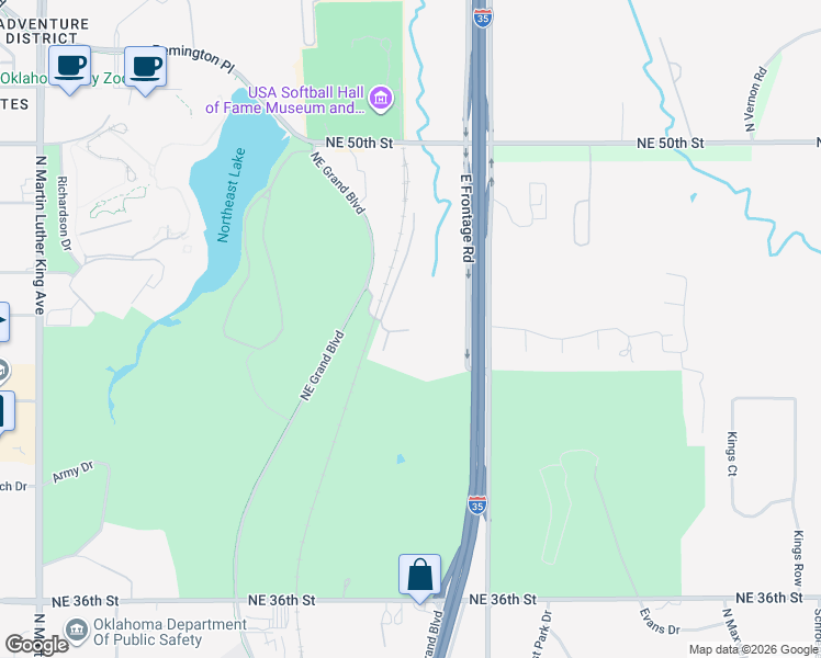 map of restaurants, bars, coffee shops, grocery stores, and more near 4816 Rose Rock Dr in Oklahoma City