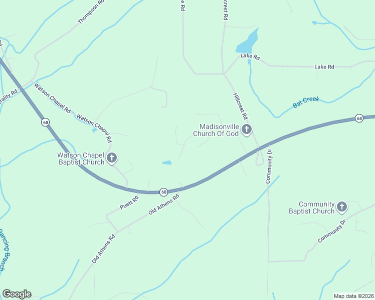 map of restaurants, bars, coffee shops, grocery stores, and more near 122 Highland Drive in Madisonville