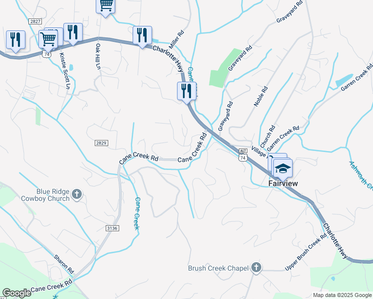 map of restaurants, bars, coffee shops, grocery stores, and more near 300 Main Street in Fairview