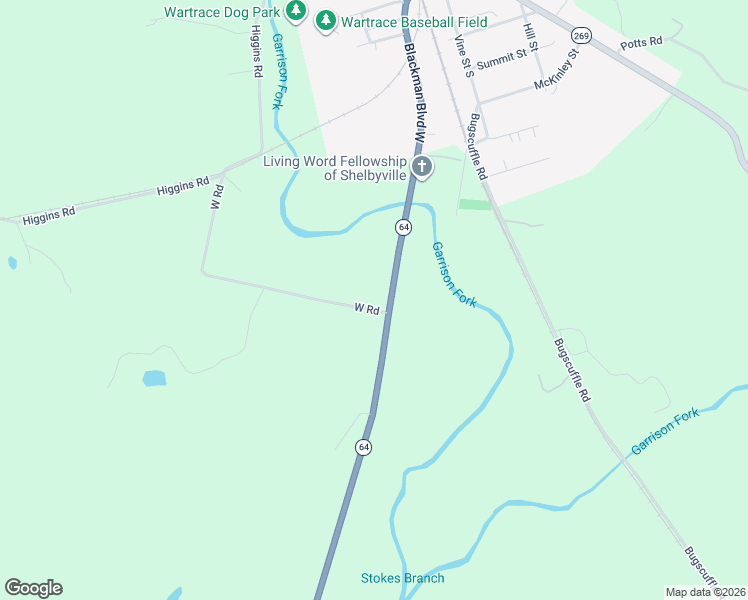 map of restaurants, bars, coffee shops, grocery stores, and more near 3420 Tennessee 64 in Wartrace
