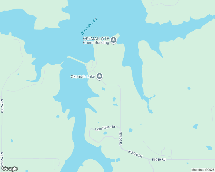 map of restaurants, bars, coffee shops, grocery stores, and more near N3760 Road in Okemah