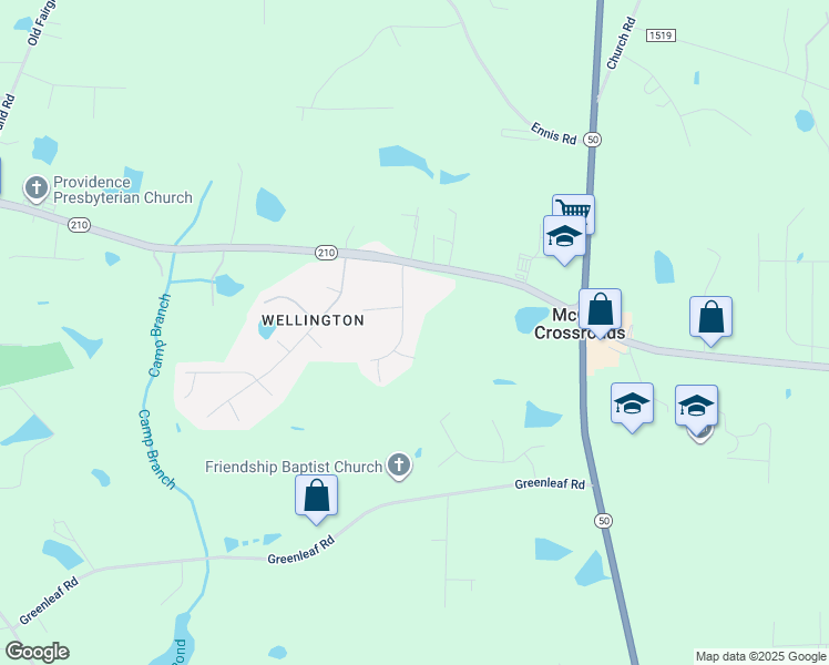 map of restaurants, bars, coffee shops, grocery stores, and more near 159 Broom Sage Drive in Angier