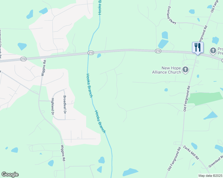 map of restaurants, bars, coffee shops, grocery stores, and more near 162 Pebble Creek Drive in Angier