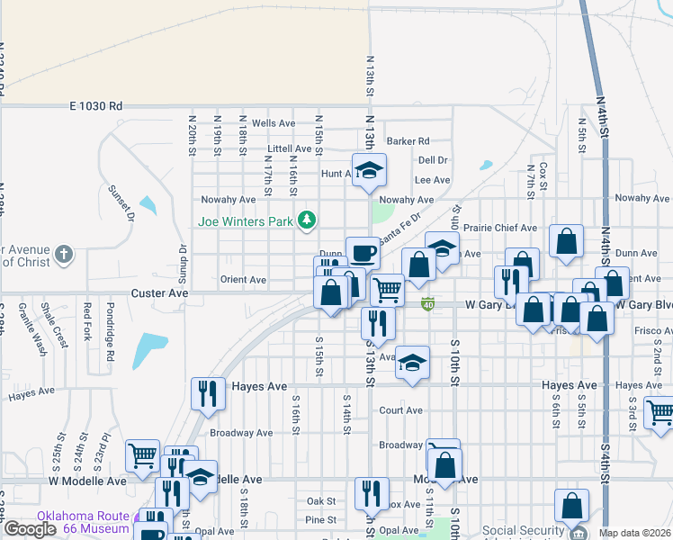 map of restaurants, bars, coffee shops, grocery stores, and more near 314 North 14th Street in Clinton