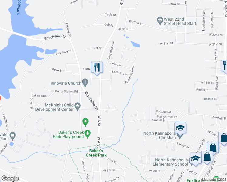 map of restaurants, bars, coffee shops, grocery stores, and more near 804 Alta Way in Kannapolis