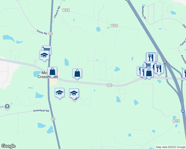 map of restaurants, bars, coffee shops, grocery stores, and more near 287 Highview Drive in Benson