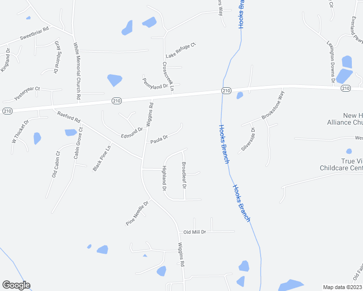 map of restaurants, bars, coffee shops, grocery stores, and more near 217 Highland Drive in Angier