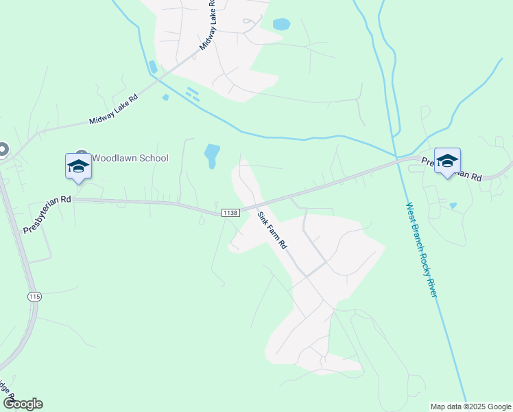 map of restaurants, bars, coffee shops, grocery stores, and more near Presbyterian Road in Mooresville