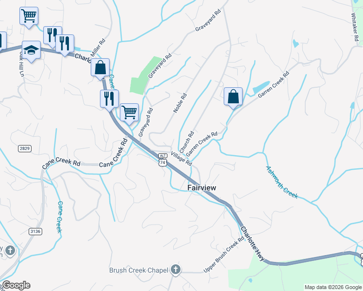 map of restaurants, bars, coffee shops, grocery stores, and more near 14 Church Road in Fairview