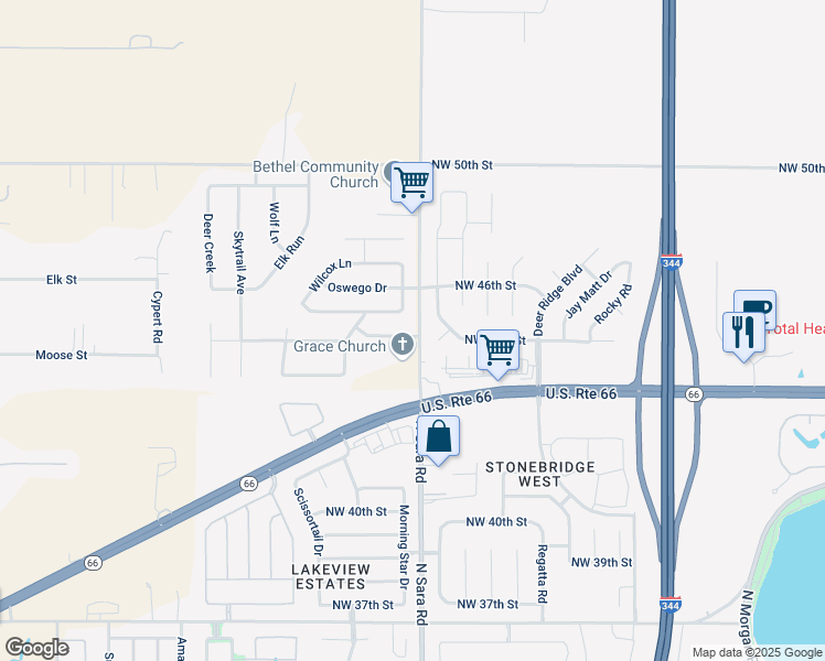 map of restaurants, bars, coffee shops, grocery stores, and more near 1433 Von Elm Place in Yukon