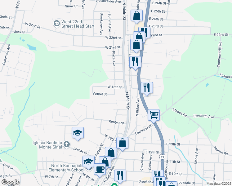 map of restaurants, bars, coffee shops, grocery stores, and more near 1522 Plaza Avenue in Kannapolis