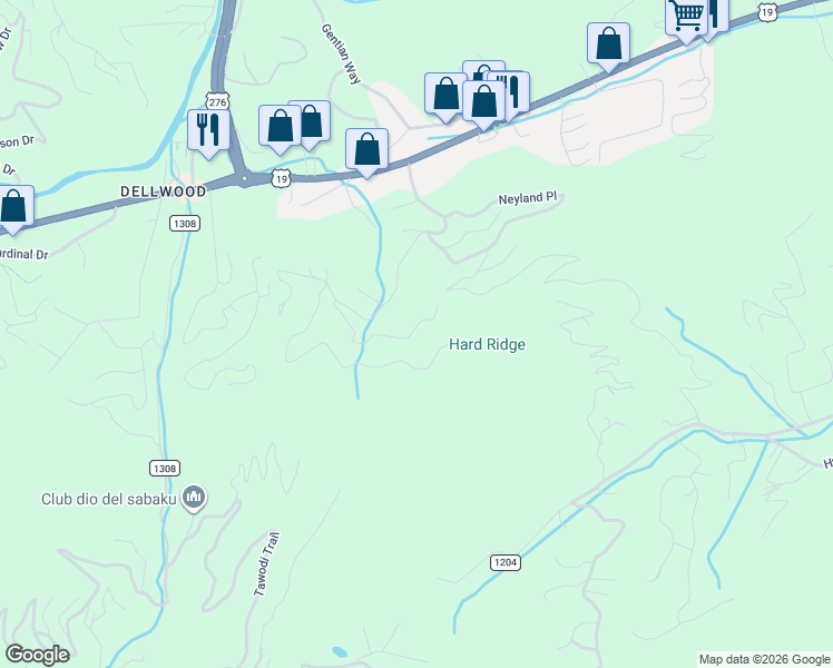 map of restaurants, bars, coffee shops, grocery stores, and more near 184 Floyd Road in Waynesville