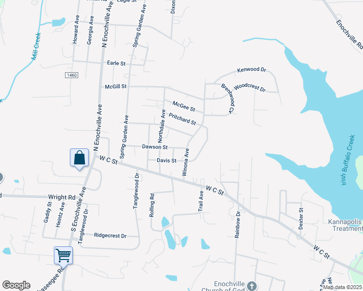 map of restaurants, bars, coffee shops, grocery stores, and more near 2300 Dawson Street in Kannapolis