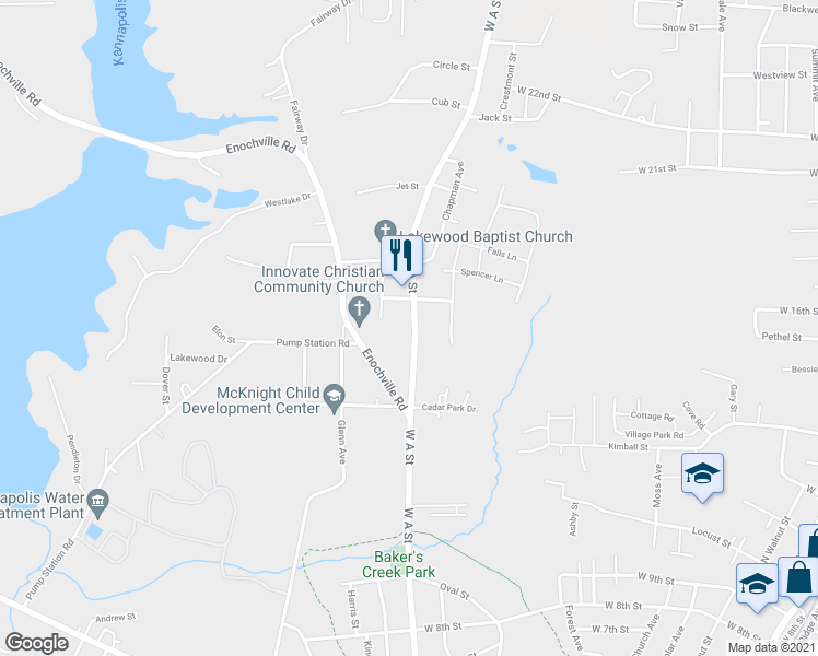 map of restaurants, bars, coffee shops, grocery stores, and more near 1427 West A Street in Kannapolis