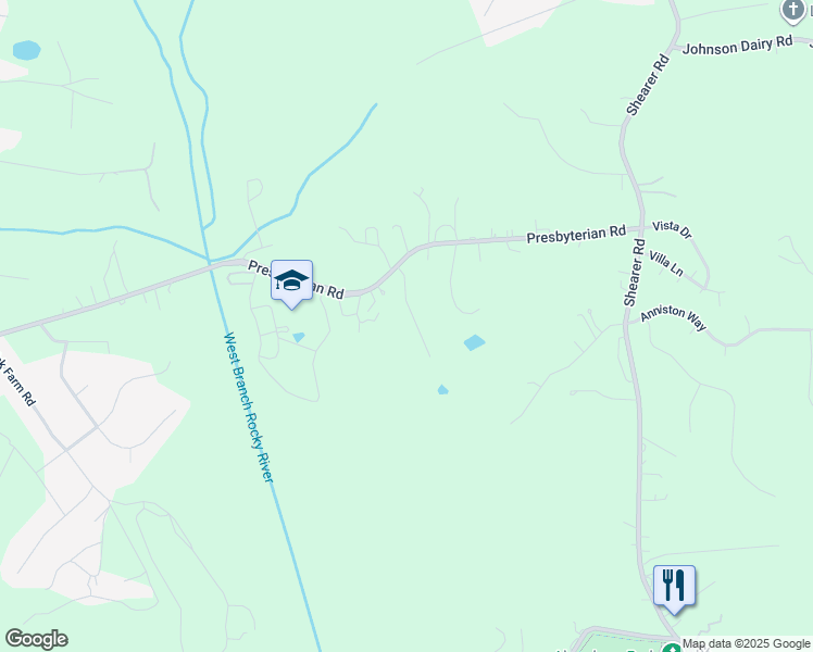 map of restaurants, bars, coffee shops, grocery stores, and more near 134 Davidson Springs Drive in Mooresville