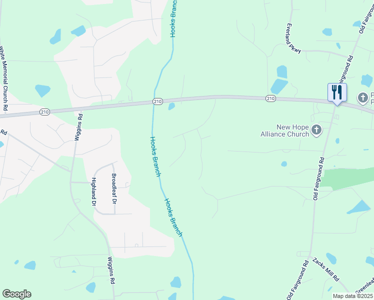 map of restaurants, bars, coffee shops, grocery stores, and more near 75 Silverside Drive in Angier