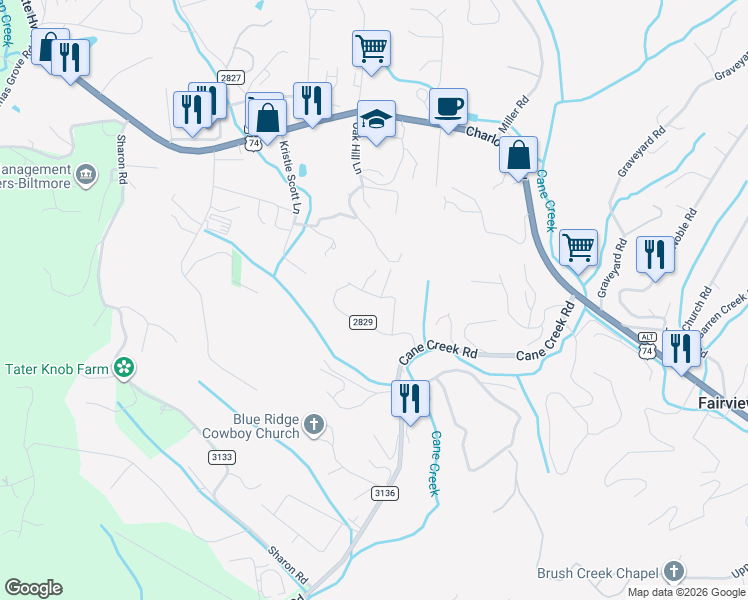 map of restaurants, bars, coffee shops, grocery stores, and more near 35 McGee Circle in Fairview