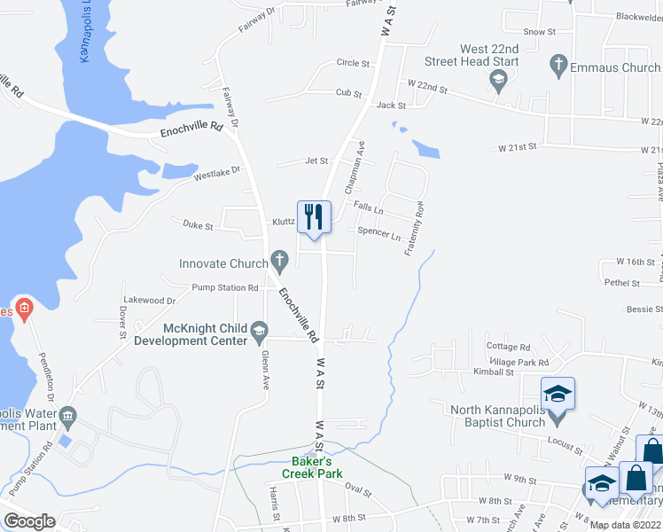 map of restaurants, bars, coffee shops, grocery stores, and more near 1430 West A Street in Kannapolis