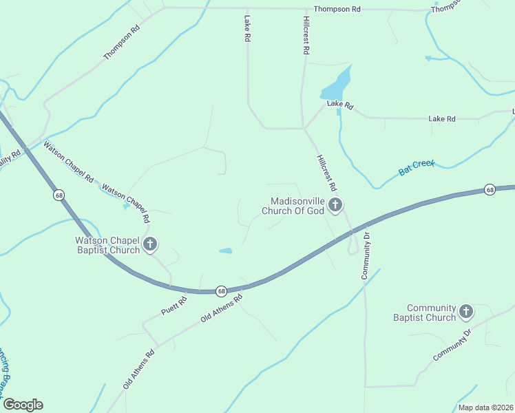 map of restaurants, bars, coffee shops, grocery stores, and more near 122 Highland Drive in Madisonville