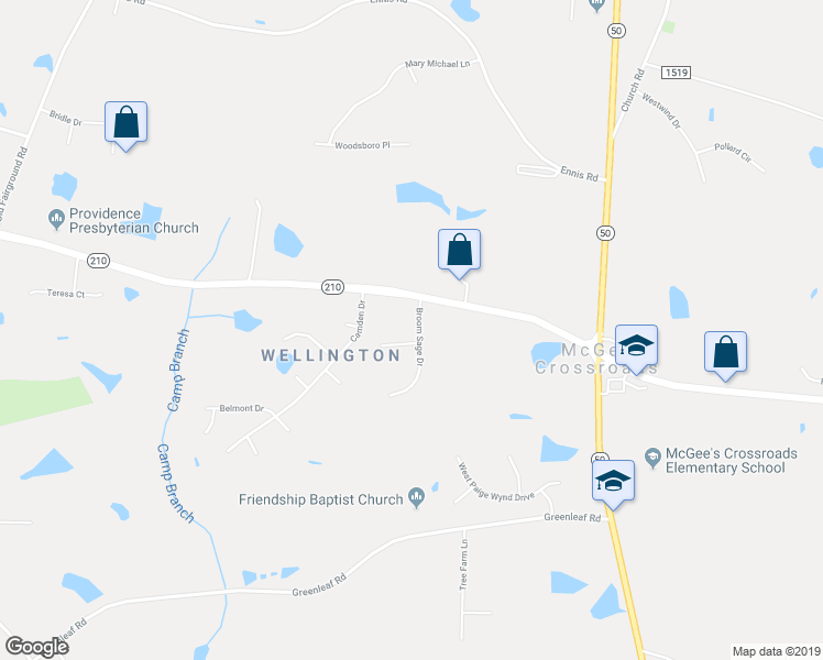 map of restaurants, bars, coffee shops, grocery stores, and more near 20 Wiregrass Court in Angier