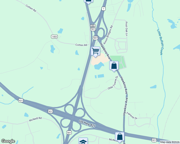 map of restaurants, bars, coffee shops, grocery stores, and more near 1602 Charleston Drive in Sanford
