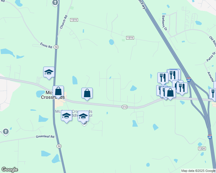 map of restaurants, bars, coffee shops, grocery stores, and more near 400 Highview Drive in Benson