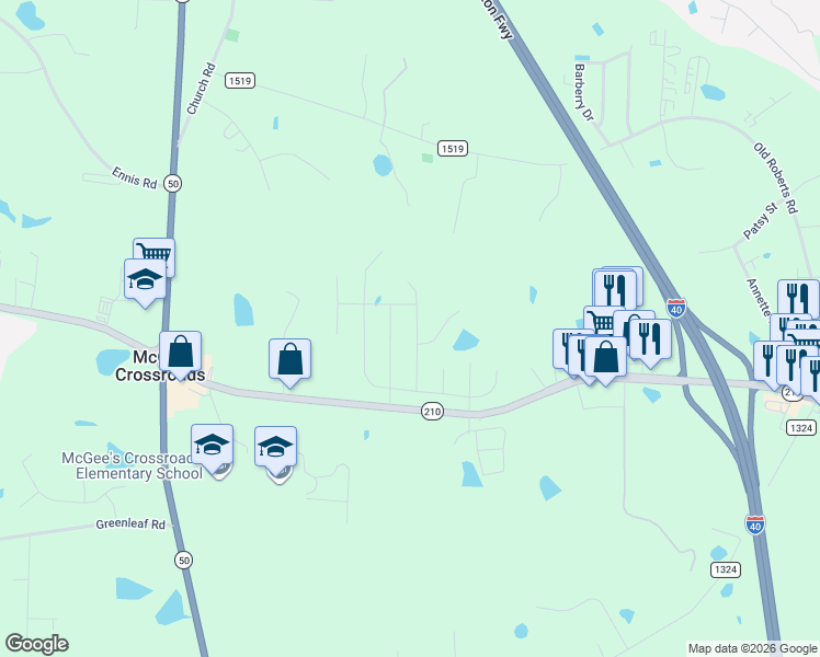 map of restaurants, bars, coffee shops, grocery stores, and more near Combine Trail in Benson
