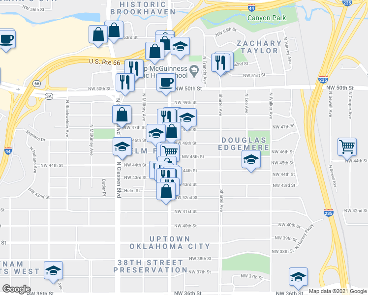 map of restaurants, bars, coffee shops, grocery stores, and more near 914 Northwest 46th Street in Oklahoma City