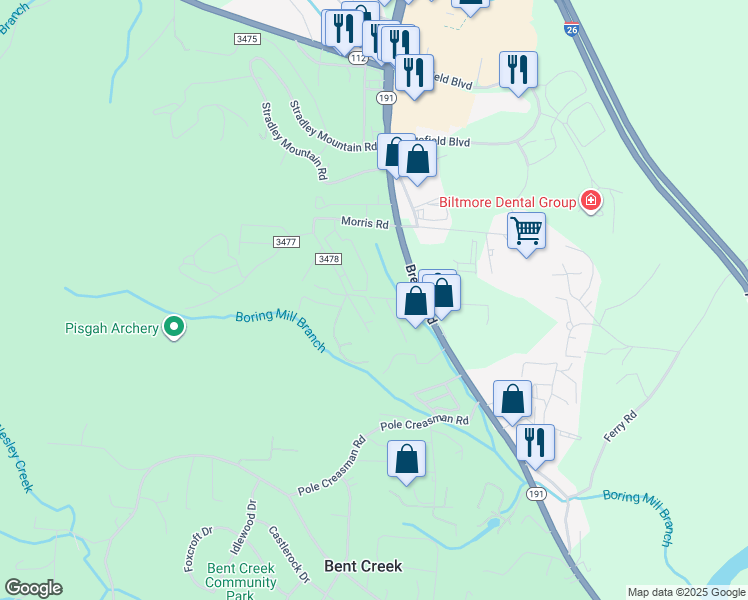 map of restaurants, bars, coffee shops, grocery stores, and more near 10 Albany Grey Drive in Asheville
