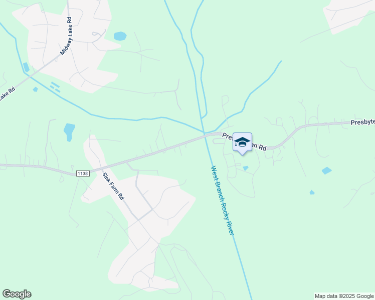map of restaurants, bars, coffee shops, grocery stores, and more near 438 Presbyterian Road in Mooresville