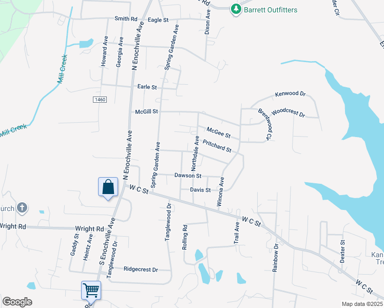 map of restaurants, bars, coffee shops, grocery stores, and more near 6237 Charlie Walker Road in Kannapolis
